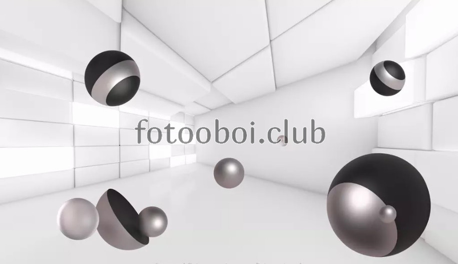 коридор, шары, 3д, 3d, стереоскопические